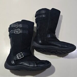 Baretraps Black Suede Leather Buckle Zip Winter Boots Women Size 3